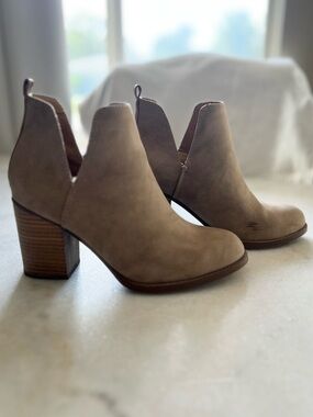 Soda Beige Faux Suede Ankle Booties